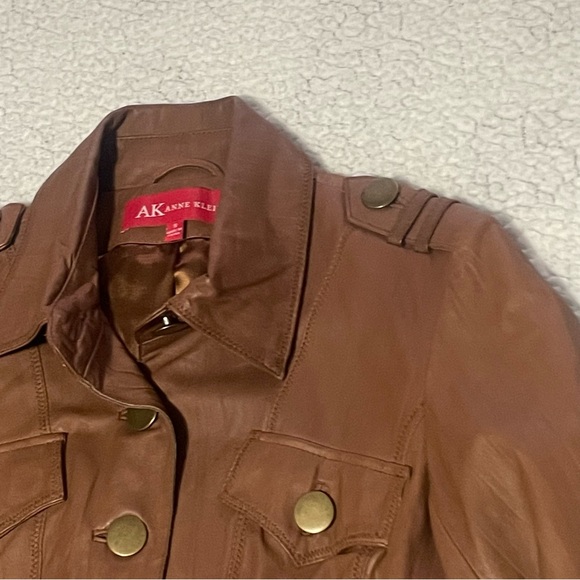 Anne Klein Y2K leather jacket size small cinnamon brown - Picture 4 of 8